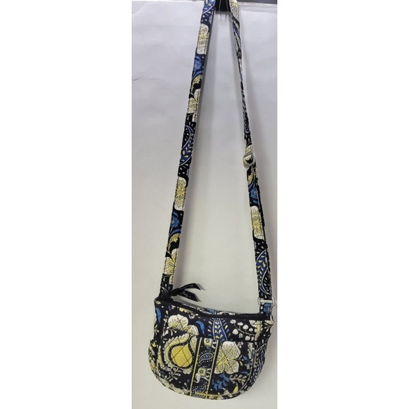 Vera Bradley Hipster Ellie Blue Yellow Elephant Pattern Crossbody Bag Purse - Picture 3 of 15